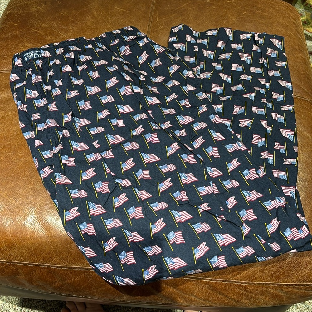 Polo by Ralph Lauren Lounge Pajama Pants Men’s XL Navy w/ American Flags